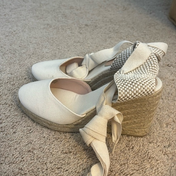 J Crew Made-in-Spain lace-up high-heel espadrilles BT395 - Picture 3 of 6
